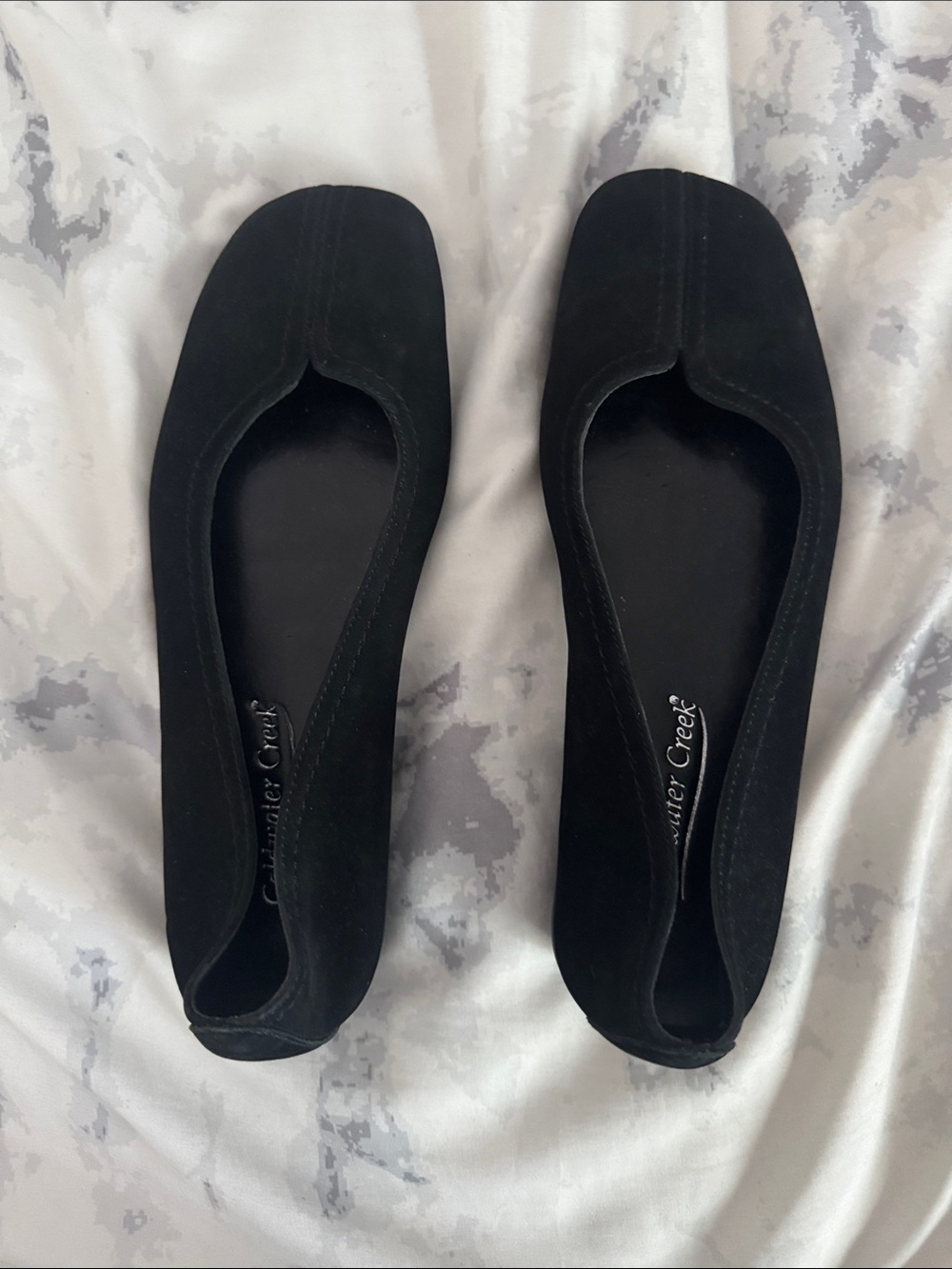 Cold water Creek Black Suede Square-Toe Flats